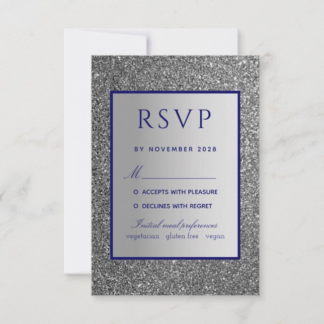 Silver Blue Bröllop RSVP-kort OSA Kort (Framsida)