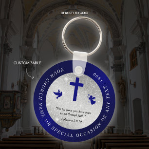 Silver Blue Church Kristet souvenir-nyckelband Nyckelring