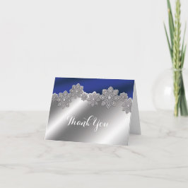 Silver & Blue Crystal Snowflake Vinter Falt Kort