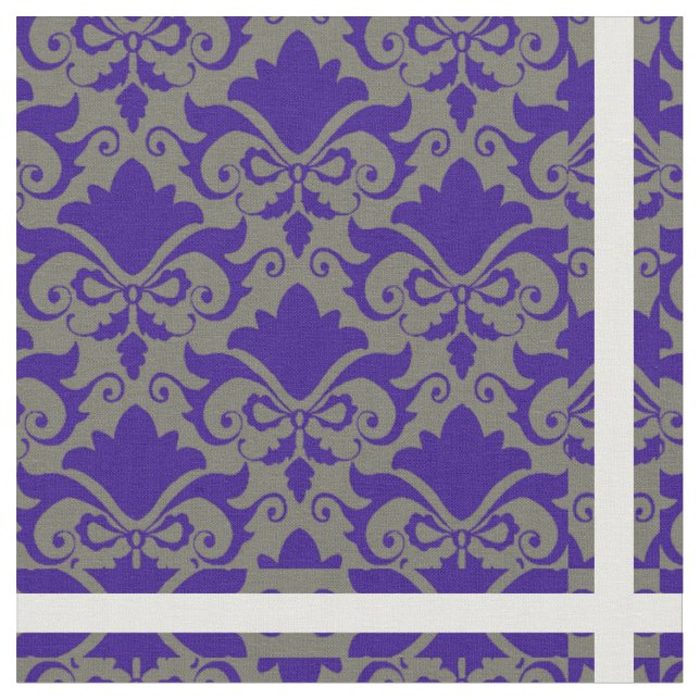 Silver Blue Damask Bows Tyg (Närbild)