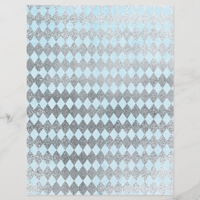 Silver & Blue Diamantmönstrat papper (Framsida)