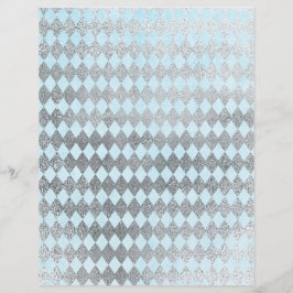 Silver & Blue Diamantmönstrat papper