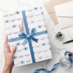 Silver Blue Evil Öga Eyelash Nazar Mati Mönster Presentpapper