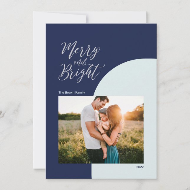 Silver & Blue | God jul i Hälsning Kort (Framsida)