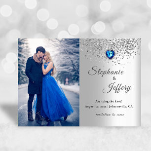 Silver Blue Heart Glitter Spara datumkortet Datumet
