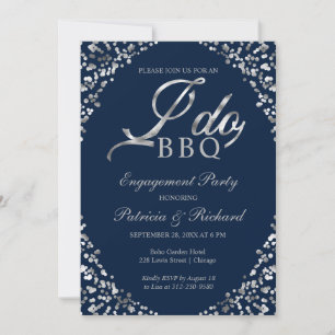 Silver Blue I DO BBQ Engagemangsparty inbjudan