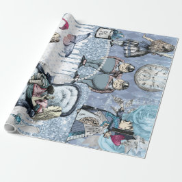 Silver Blue Ice Alice i Wonderland Presentpapper