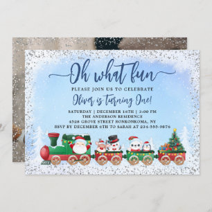 Silver Blue Jultomten julfoto Inbjudningar