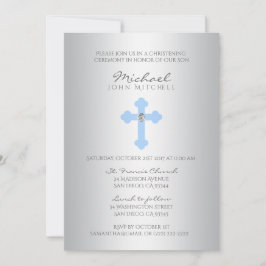 Silver Blue Kor Christine/Baptism Boy PHOTO Inbjudningar