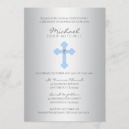 Silver Blue Kor Christine/Baptism Boy PHOTO Inbjudningar