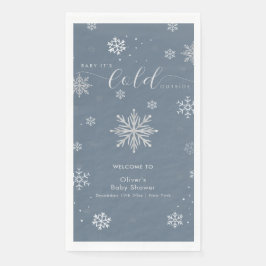 Silver Blue Magical Snowflake Baby Shower Welcome Pappersservett