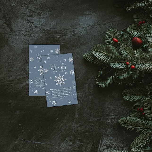 Silver Blue Magical Snowflake Books Baby Shower  Tilläggskort (Silver Blue Magical Snowflake Books Baby Shower Enclosure Card)