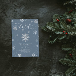 Silver Blue Magical Winter Snowflake Baby Shower Inbjudningar