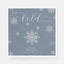 Silver Blue Magical Winter Snowflake Baby Shower Pappersservett