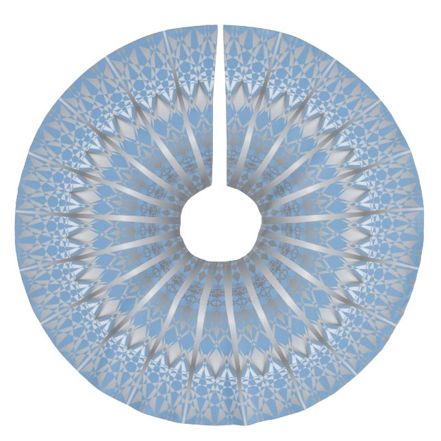 Silver Blue Mandala | Julgransmatta Borstad Polyester (Framsidan)