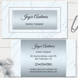 Silver Blue Marble Interior Design Företags Kort