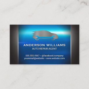 Silver Blue Metallic Reparera Logotyp automatisk Visitkort