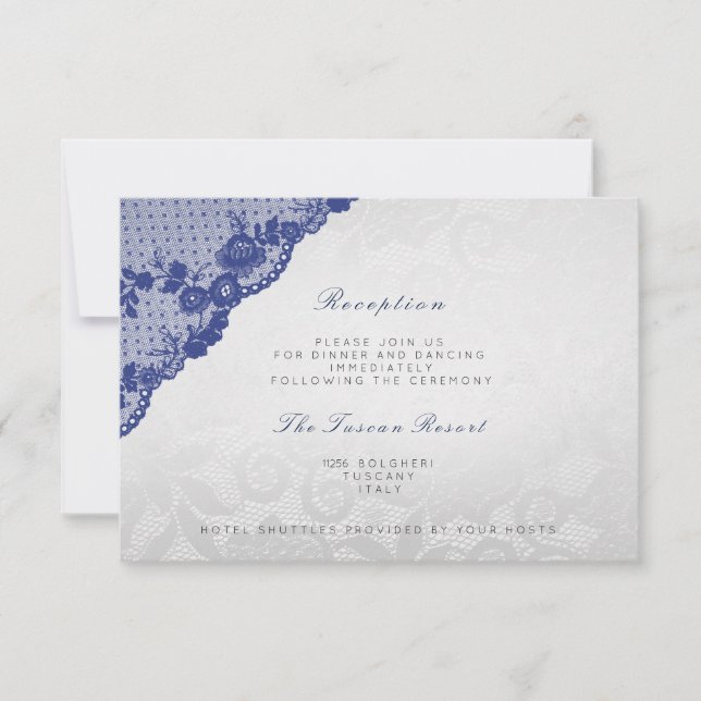 Silver Blue Navy Snöre Vip Bröllopsrecept Inbjudningar (Framsida)