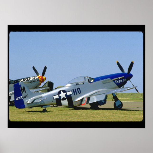 Silver & Blue, P51 Mustang, Side_WWII Flygplan Poster (Framsidan)