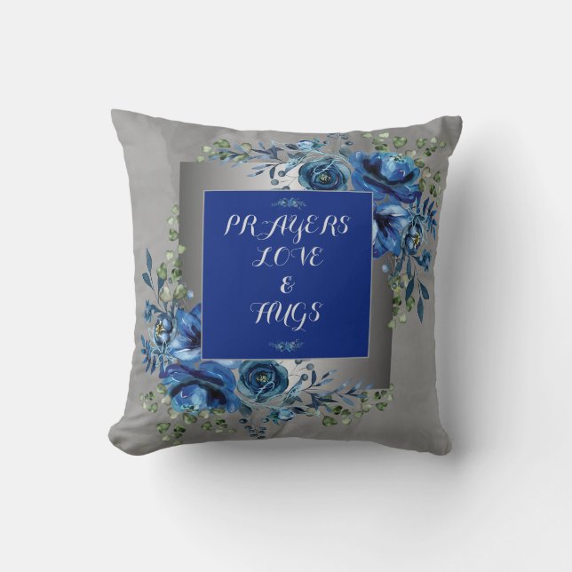 Silver & Blue Petal Symphony Kudde (Framsida)