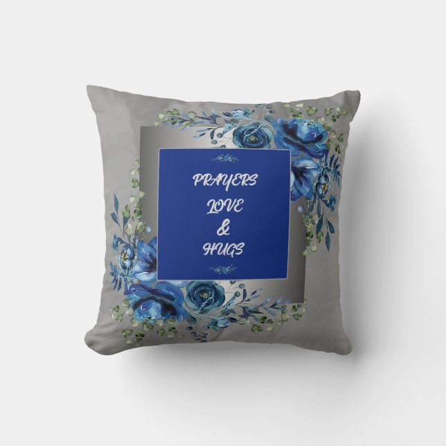 Silver & Blue Petal Symphony Kuddinkast Kudde (Framsida)