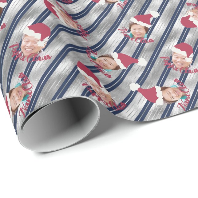 Silver & Blue Rand Santa Hats Anpassningsbar Foto  Presentpapper (Rullad Hörn)