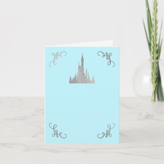 Silver & Blue Sagobok Prinsessa Tack Fest Kort (Framsida)
