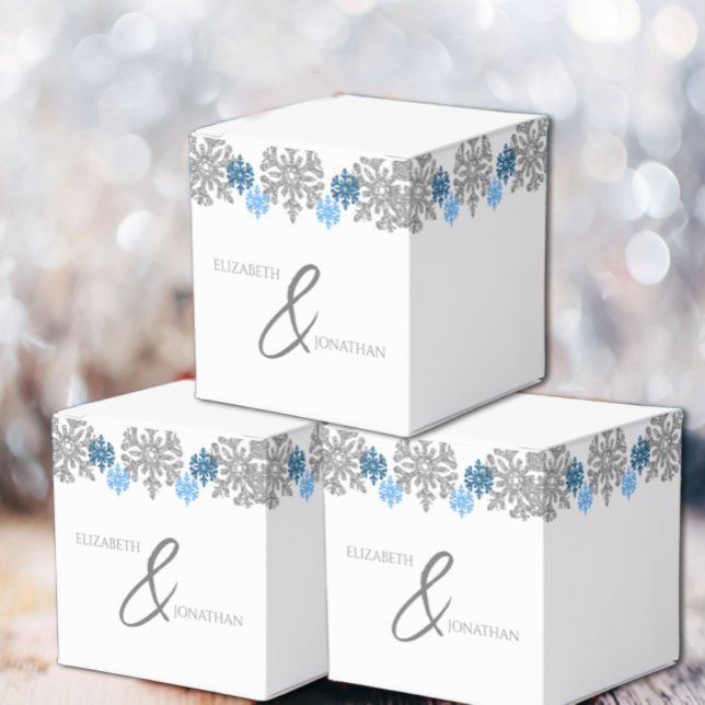 Silver Blue Snöflingor Winter Wedding Presentaskar (Skapare uppladdad)