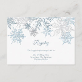 Silver Blue Snöflingor Winter Wedding Registry Tilläggskort