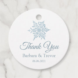Silver Blue Snöflingor Winter Wedding Tack Gåvor Etiketter
