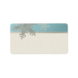 Silver Blue Snowflake Bröllop Blank Adressetikette Adressetikett