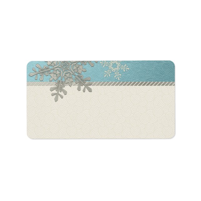 Silver Blue Snowflake Bröllop Blank Adressetikette Adressetikett (Framsidan)