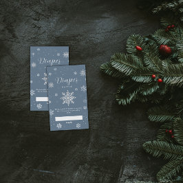 Silver Blue Snowflake Diaper Raffle Baby Shower Tilläggskort