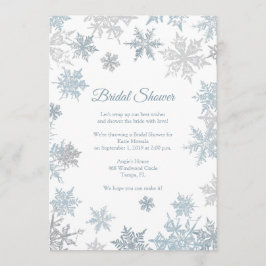 Silver Blue Snowflake Elegant Winter Möhippa Inbjudningar