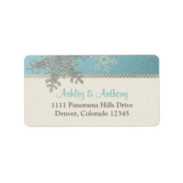 Silver Blue Snowflake Winter Wedding Adress Adressetikett
