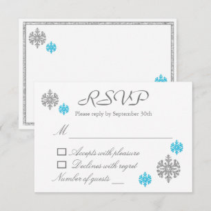 Silver Blue Snowflake Winter Wedding OSA kort