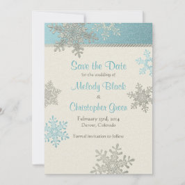 Silver Blue Snowflake Winter Wedlass Spara datumet