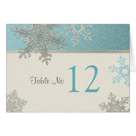 Silver Blue Snowflake Winter Wedlings-Bord-kort Hälsningskort