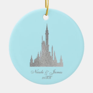 Silver & Blue Storybook Prinsessa Personlig Julgransprydnad Keramik