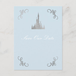 Silver & Blue Storybook Prinsessa Spara datum Vykort
