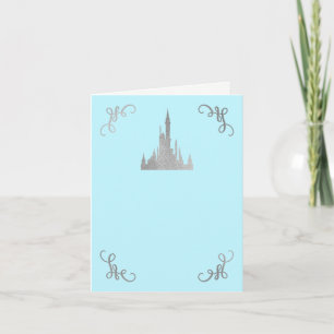 Silver & Blue Storybook Prinsessa Tack Fest Kort