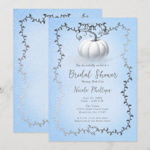 Silver & Blue Storybook Vit Pumpabröllop Inbjudningar