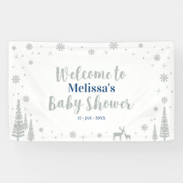 Silver & Blue Vinter Pojke Babyshower Välkomstskyl