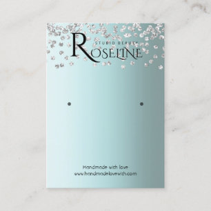 Silver blue White glitter jewlery visning Visitkort