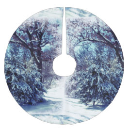 Silver Blue Winter Wonderland Julgran Skirt Julgransmatta Borstad Polyester