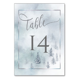 Silver Blue Winter Wonderland med Bord-kortet bröl Bordsnummer
