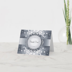 Silver Bokeh 25-årsjubileum Tacksamhetskort Tack Kort