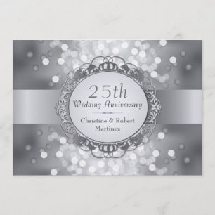 Silver Bokeh 25-årsjubileumspartajinvitation Inbjudningar