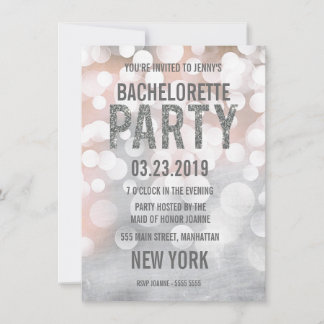 Silver Bokeh Glitter Bachelorette Party Inbjudan