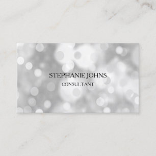 Silver Bokeh Mönster Monogram Namn Svarta vita Visitkort